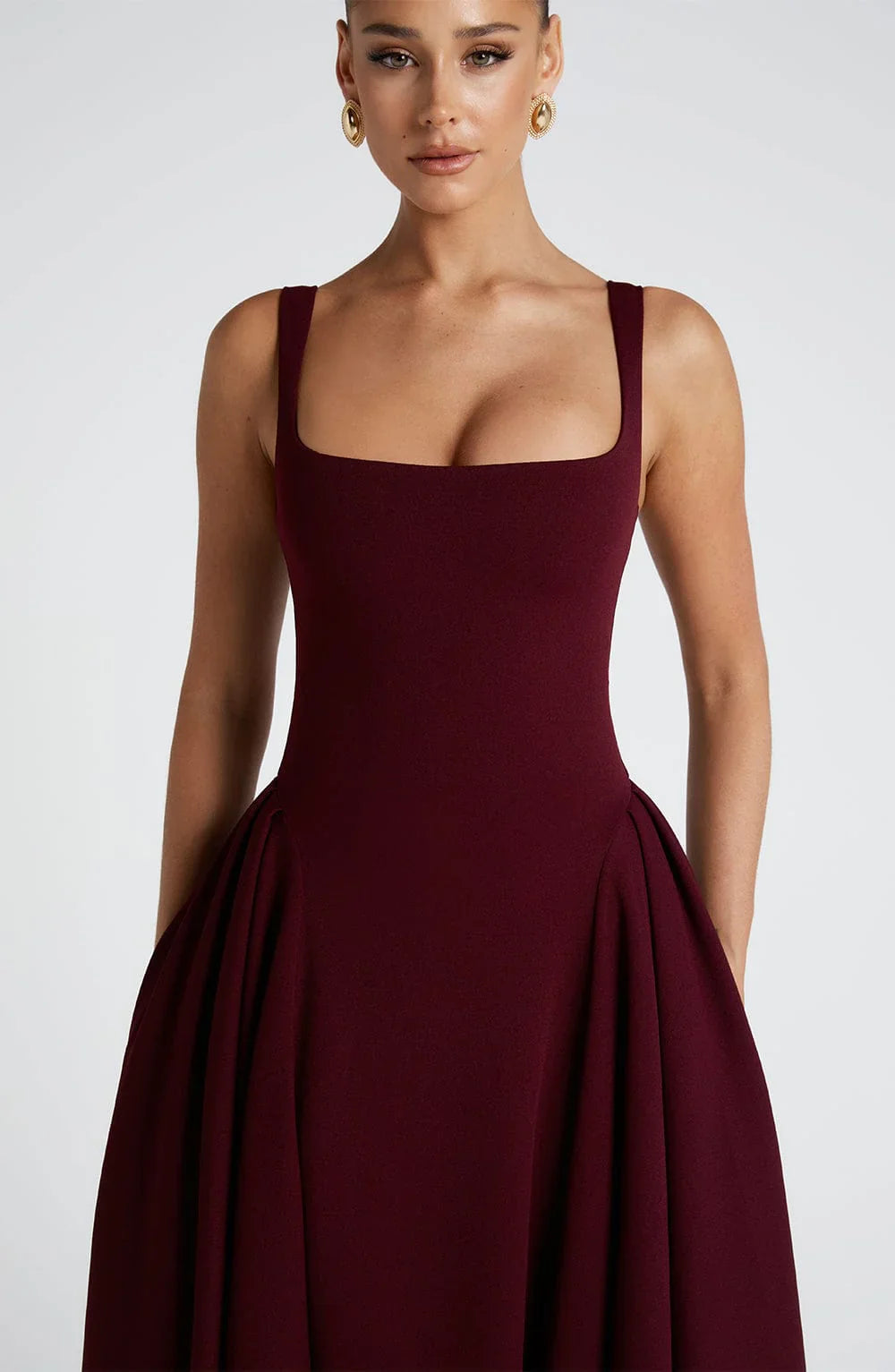 Alessia - Crepe Godet Midi Dress